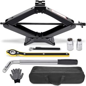 Heavy-Duty Scissor Car Jack – 3-Ton Lifting Capacity Portable Emergency Kit for Tire Changes